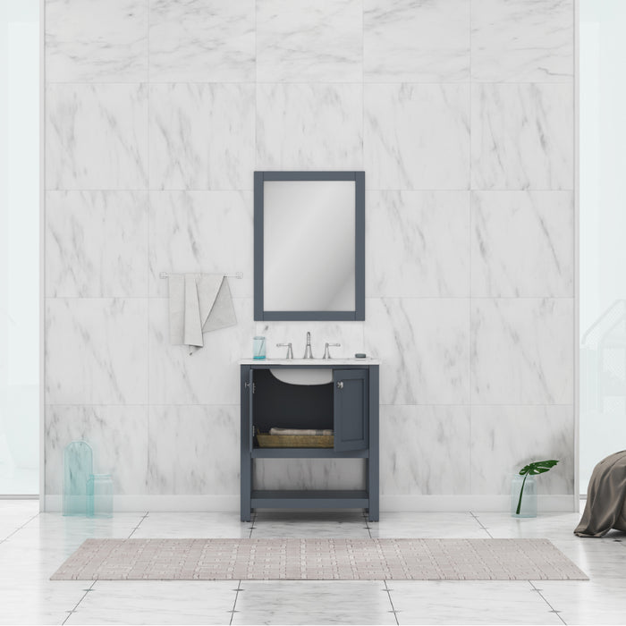 Alya Bath | Wilmington 30" Vanity Gray with Carrera Marble Top (Free Standing) Alya Bath - Vanities Alya Bath   