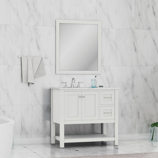 Alya Bath | Wilmington 36" Vanity White with Carrera Marble Top (Free Standing) Alya Bath - Vanities Alya Bath   