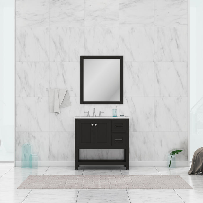 Alya Bath | Wilmington 36" Vanity Espresso with Carrera Marble Top (Free Standing) Alya Bath - Vanities Alya Bath   