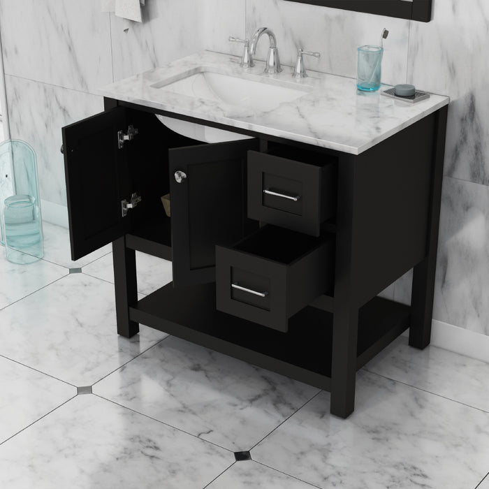 Alya Bath | Wilmington 36" Vanity Espresso with Carrera Marble Top (Free Standing) Alya Bath - Vanities Alya Bath   