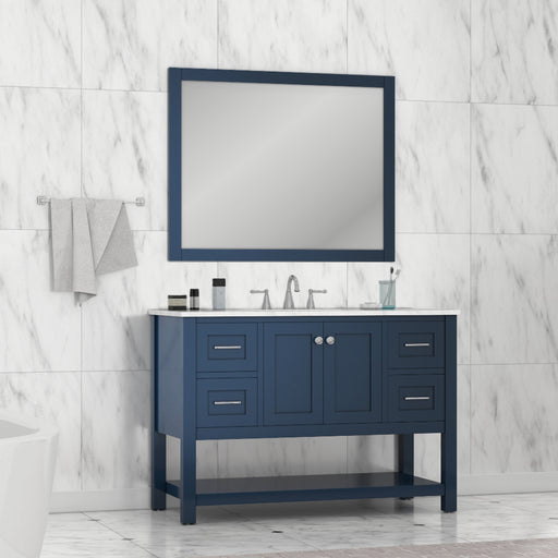 Alya Bath | Wilmington 48" Vanity Blue with Carrera Marble Top (Free Standing) Alya Bath - Vanities Alya Bath   