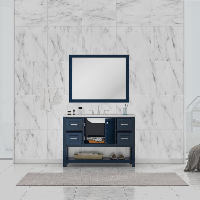 Alya Bath | Wilmington 48" Vanity Blue with Carrera Marble Top (Free Standing) Alya Bath - Vanities Alya Bath   