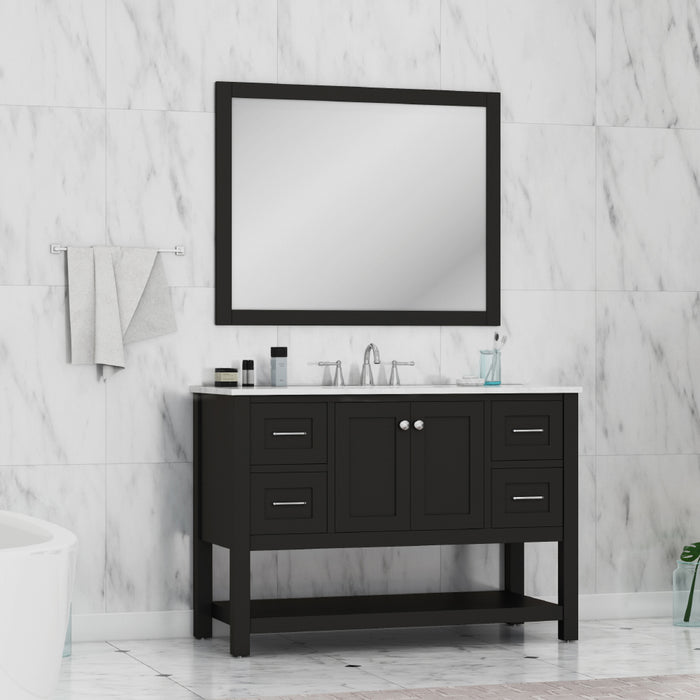 Alya Bath | Wilmington 48" Vanity Espresso with Carrera Marble Top (Free Standing) Alya Bath - Vanities Alya Bath   