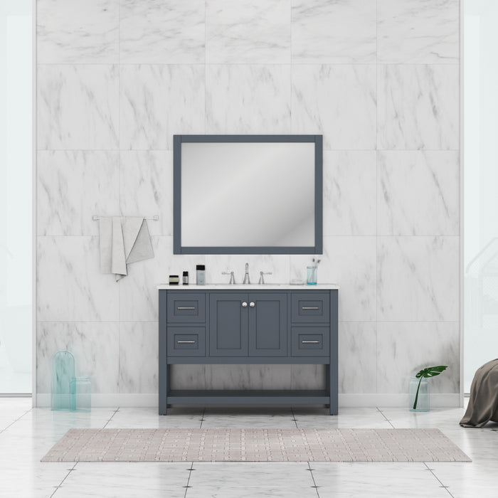 Alya Bath | Wilmington 48" Vanity Gray with Carrera Marble Top (Free Standing) Alya Bath - Vanities Alya Bath   