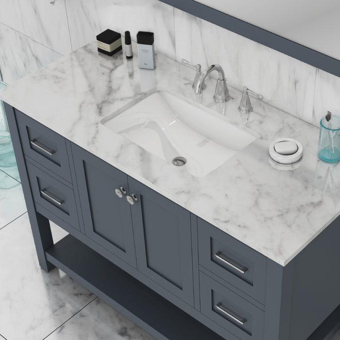 Alya Bath | Wilmington 48" Vanity Gray with Carrera Marble Top (Free Standing) Alya Bath - Vanities Alya Bath   