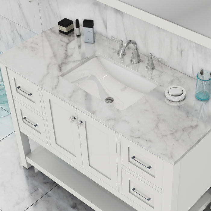 Alya Bath | Wilmington 48" Vanity White with Carrera Marble Top (Free Standing) Alya Bath - Vanities Alya Bath   