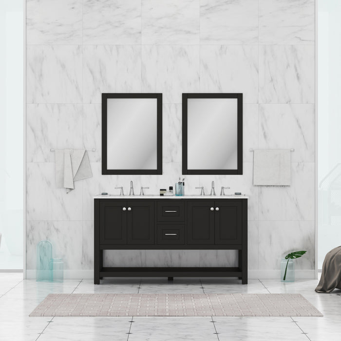 Alya Bath | Wilmington 60" Double Vanity in Espresso with Carrera Marble Top (Free Standing) Alya Bath - Vanities Alya Bath   