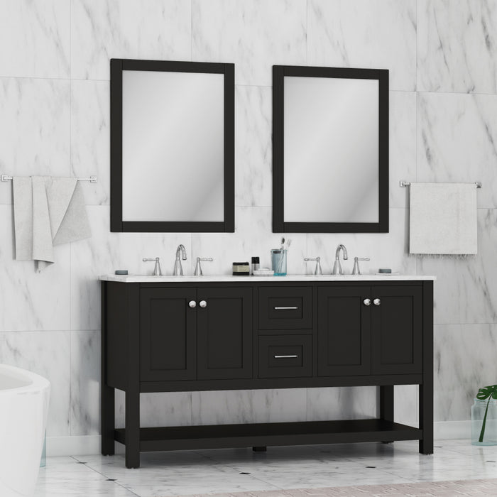 Alya Bath | Wilmington 60" Double Vanity in Espresso with Carrera Marble Top (Free Standing) Alya Bath - Vanities Alya Bath   