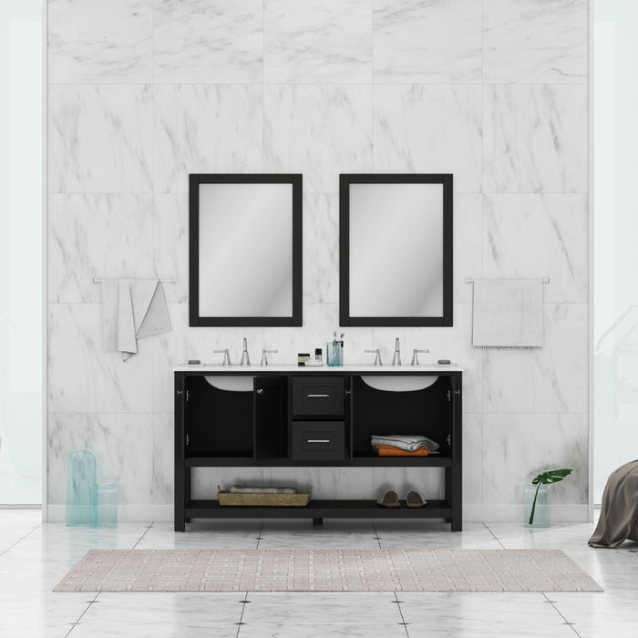 Alya Bath | Wilmington 60" Double Vanity in Espresso with Carrera Marble Top (Free Standing) Alya Bath - Vanities Alya Bath   