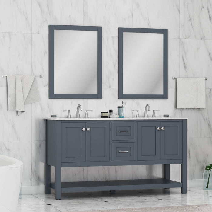 Alya Bath | Wilmington 60" Double Vanity Gray with Carrera Marble Top (Free Standing) Alya Bath - Vanities Alya Bath   