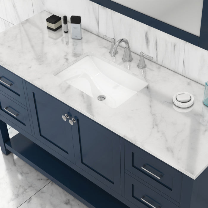 Alya Bath | Wilmington 60" Single Vanity in Blue with Carrera Marble Top (Free Standing) Alya Bath - Vanities Alya Bath   