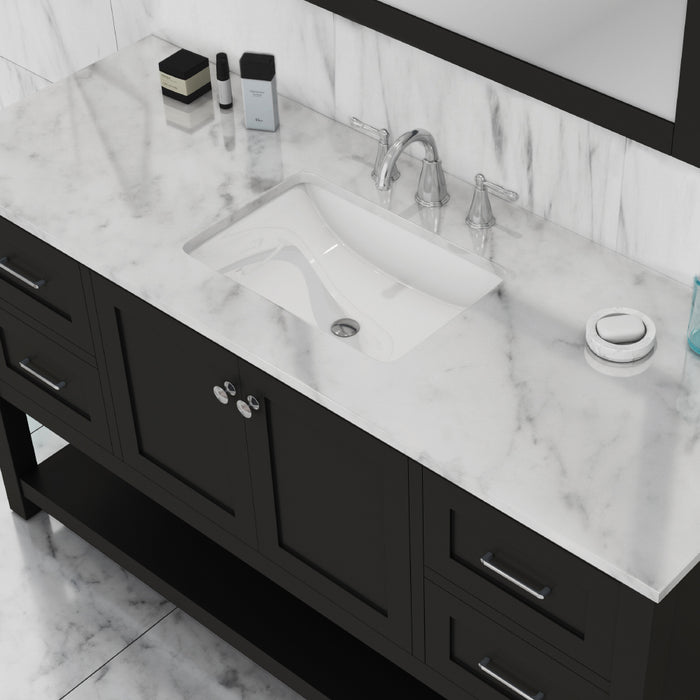 Alya Bath | Wilmington 60" Single Vanity in Espresso with Carrera Marble Top (Free Standing) Alya Bath - Vanities Alya Bath   