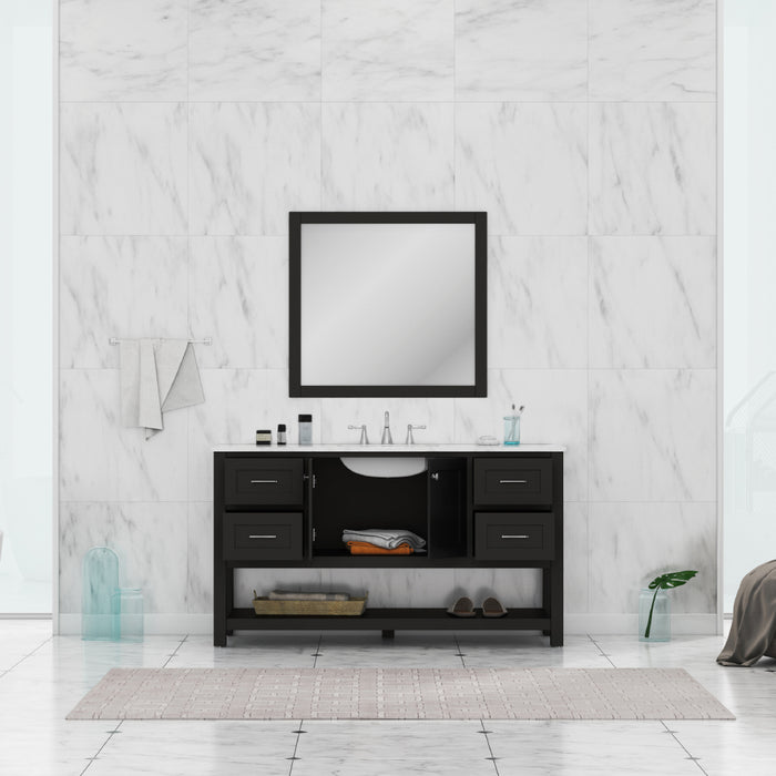 Alya Bath | Wilmington 60" Single Vanity in Espresso with Carrera Marble Top (Free Standing) Alya Bath - Vanities Alya Bath   