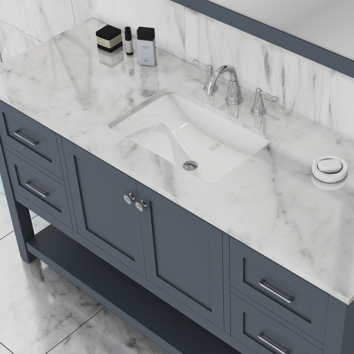 Alya Bath | Wilmington 60" Single Vanity Gray with Carrera Marble Top (Free Standing) Alya Bath - Vanities Alya Bath   