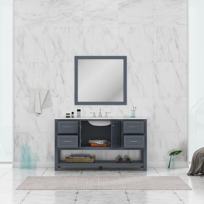 Alya Bath | Wilmington 60" Single Vanity Gray with Carrera Marble Top (Free Standing) Alya Bath - Vanities Alya Bath   