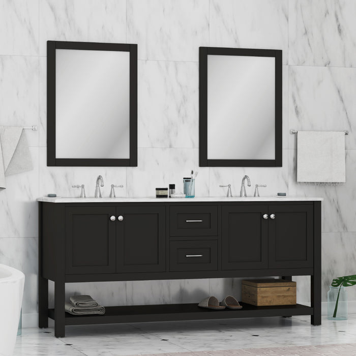 Alya Bath | Wilmington 72" Double Vanity in Espresso with Carrera Marble Top (Free Standing) Alya Bath - Vanities Alya Bath   