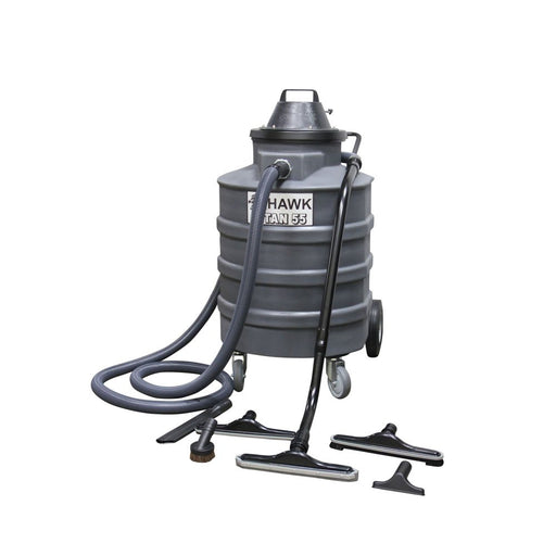 Hawk | 55 Gallon Commercial Wet/Dry Vacuum w/ Took Kit, w/ Drain Valve, 2 HP 115V DC 50/60 Hz  Wet Dry Vacuum Hawk Enterprises   