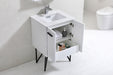 KubeBath | Bosco 24" High Glossy White Modern Bathroom Vanity w/ Quartz Countertop and Matching Mirror KubeBath - Vanities KubeBath   