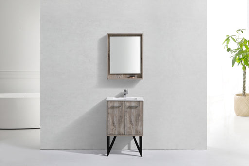KubeBath | Bosco 24" Nature Wood Modern Bathroom Vanity w/ Quartz Countertop and Matching Mirror KubeBath - Vanities KubeBath   