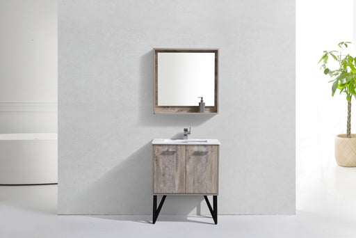 KubeBath | Bosco 30" Nature Wood Modern Bathroom Vanity w/ Quartz Countertop and Matching Mirror KubeBath - Vanities KubeBath   