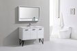 KubeBath | Bosco 48" High Glossy White Modern Bathroom Vanity w/ Quartz Countertop and Matching Mirror KubeBath - Vanities KubeBath   