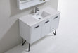 KubeBath | Bosco 48" High Glossy White Modern Bathroom Vanity w/ Quartz Countertop and Matching Mirror KubeBath - Vanities KubeBath   