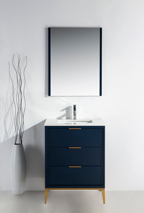 KubeBath | Divani 24'' Gloss Blue Vanity W/ Quartz Counter Top (Back Splash Free) KubeBath - Vanities KubeBath   