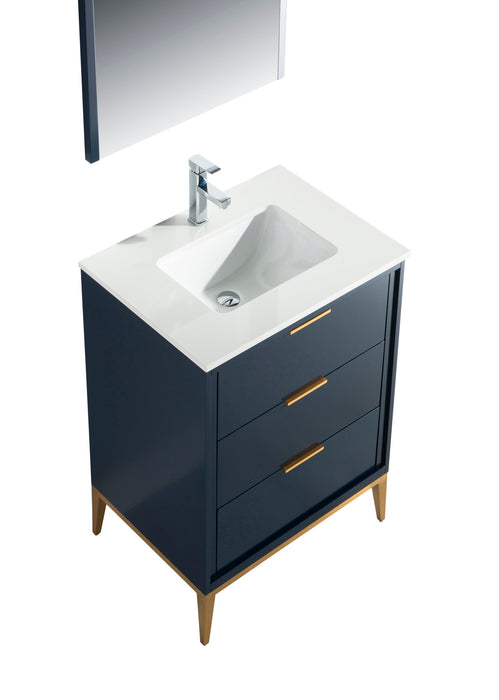 KubeBath | Divani 24'' Gloss Blue Vanity W/ Quartz Counter Top (Back Splash Free) KubeBath - Vanities KubeBath   