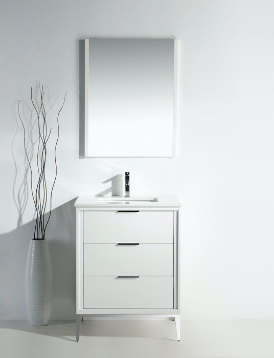 KubeBath | Divani 24'' Gloss White Vanity W/ Quartz Counter Top (Back Splash Free) KubeBath - Vanities KubeBath   