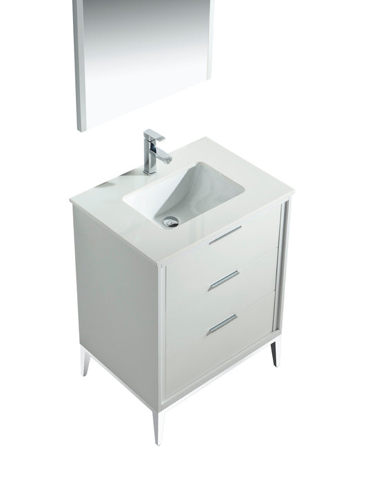 KubeBath | Divani 24'' Gloss White Vanity W/ Quartz Counter Top (Back Splash Free) KubeBath - Vanities KubeBath   