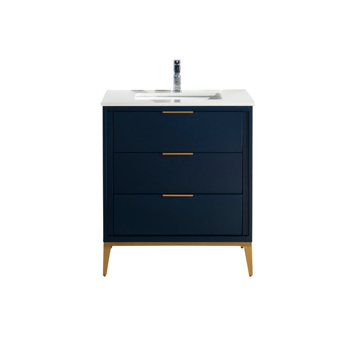 KubeBath | Divani 30'' Gloss Blue Vanity W/ Quartz Counter Top KubeBath - Vanities KubeBath   