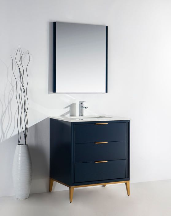 KubeBath | Divani 30'' Gloss Blue Vanity W/ Quartz Counter Top KubeBath - Vanities KubeBath   