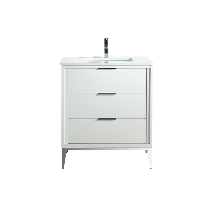 KubeBath | Divani 30'' Gloss White Vanity W/ Quartz Counter Top KubeBath - Vanities KubeBath   