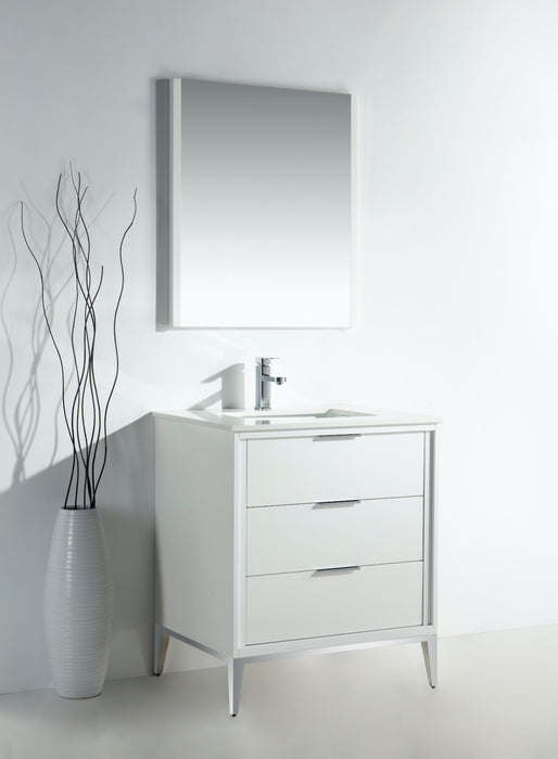 KubeBath | Divani 30'' Gloss White Vanity W/ Quartz Counter Top KubeBath - Vanities KubeBath   