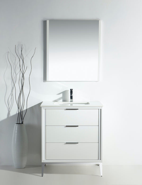 KubeBath | Divani 30'' Gloss White Vanity W/ Quartz Counter Top KubeBath - Vanities KubeBath   