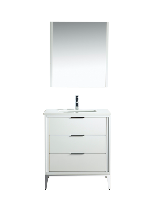 KubeBath | Divani 30'' Gloss White Vanity W/ Quartz Counter Top KubeBath - Vanities KubeBath   