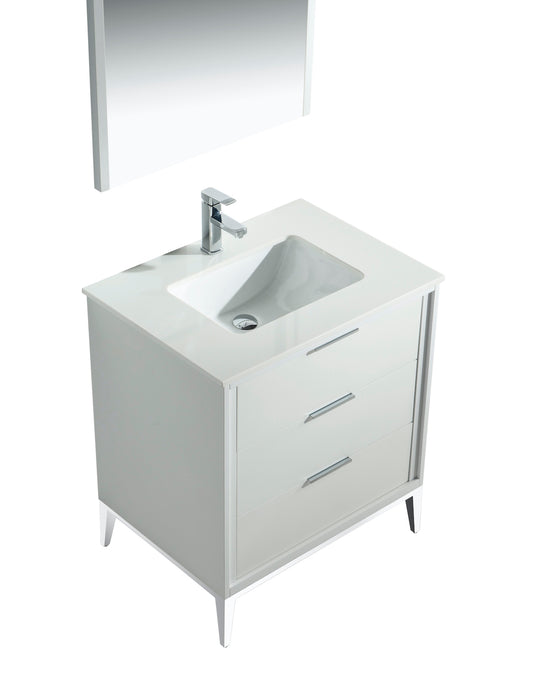 KubeBath | Divani 30'' Gloss White Vanity W/ Quartz Counter Top KubeBath - Vanities KubeBath   