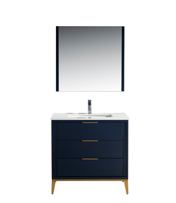 KubeBath | Divani 36'' Gloss Blue Vanity W/ Quartz Counter Top KubeBath - Vanities KubeBath   