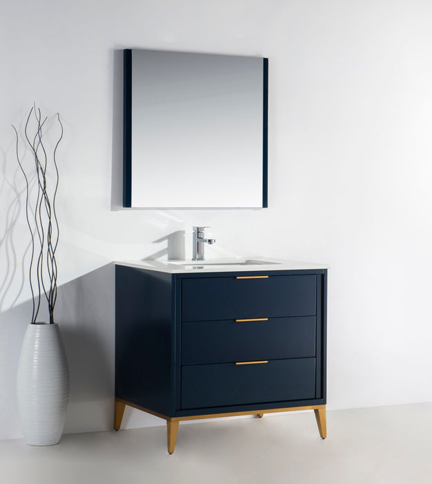 KubeBath | Divani 36'' Gloss Blue Vanity W/ Quartz Counter Top KubeBath - Vanities KubeBath   