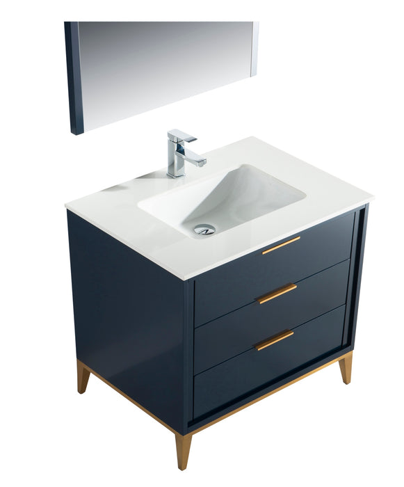 KubeBath | Divani 36'' Gloss Blue Vanity W/ Quartz Counter Top KubeBath - Vanities KubeBath   