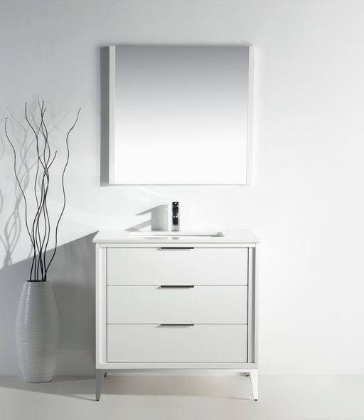 KubeBath | Divani 36'' Gloss White Vanity W/ Quartz Counter Top (Back Splash Free) KubeBath - Vanities KubeBath   