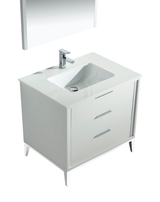 KubeBath | Divani 36'' Gloss White Vanity W/ Quartz Counter Top (Back Splash Free) KubeBath - Vanities KubeBath   