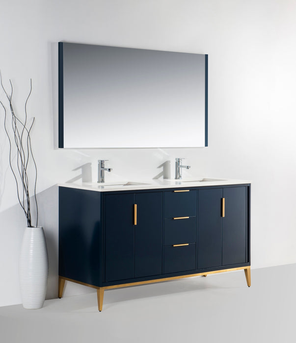 KubeBath | Divani 60'' Gloss Blue Vanity W/ Quartz Counter Top KubeBath - Vanities KubeBath   