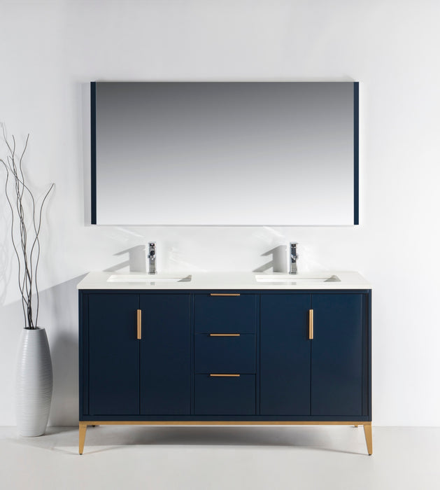 KubeBath | Divani 60'' Gloss Blue Vanity W/ Quartz Counter Top KubeBath - Vanities KubeBath   