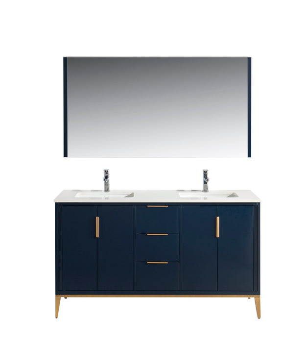 KubeBath | Divani 60'' Gloss Blue Vanity W/ Quartz Counter Top KubeBath - Vanities KubeBath   