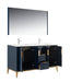 KubeBath | Divani 60'' Gloss Blue Vanity W/ Quartz Counter Top KubeBath - Vanities KubeBath   