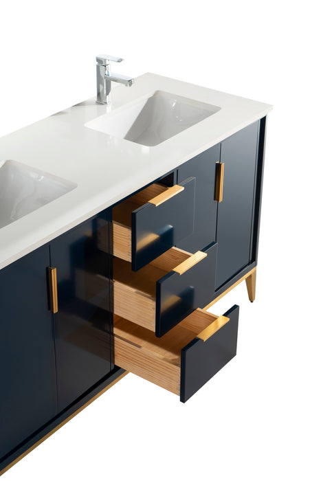 KubeBath | Divani 60'' Gloss Blue Vanity W/ Quartz Counter Top KubeBath - Vanities KubeBath   