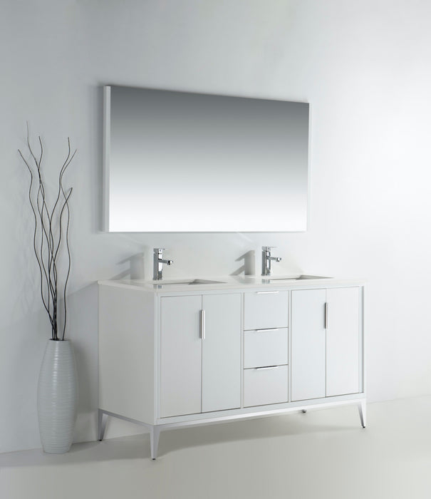 KubeBath | Divani 60'' Gloss White Vanity W/ Quartz Counter Top KubeBath - Vanities KubeBath   