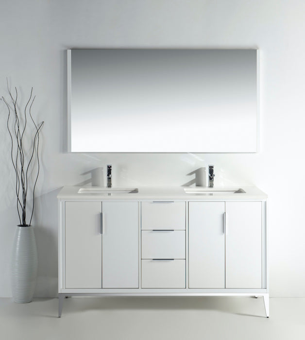 KubeBath | Divani 60'' Gloss White Vanity W/ Quartz Counter Top KubeBath - Vanities KubeBath   