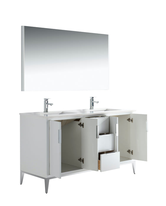 KubeBath | Divani 60'' Gloss White Vanity W/ Quartz Counter Top KubeBath - Vanities KubeBath   